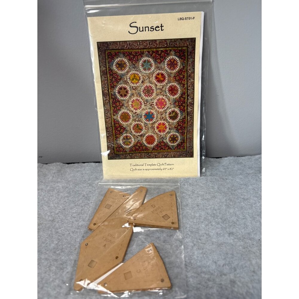 Sunset Traditional Template Quilt Pattern & Acrylic Templates for 64" x 82" Quil